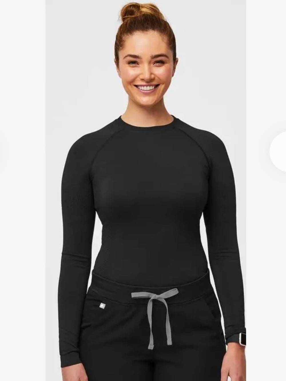 Figs Salta Seamless Long Sleeve Underscrub Top Black Size XS US 0-2